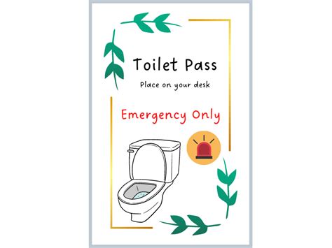 Toilet Pass for Classroom Use | Teaching Resources