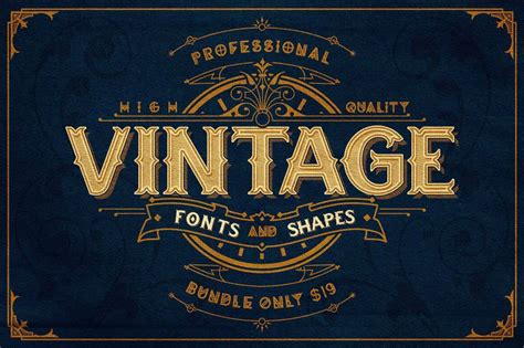 LAST CHANCE: Professional, High-Quality Vintage Fonts and Shapes Bundle ...