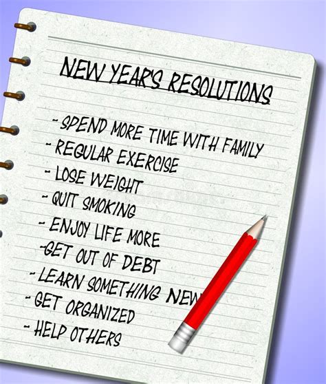 New Years resolutions list stock illustration. Illustration of ...