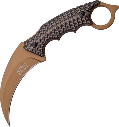 M-Tech Xtreme 8140BN Karambit Fixed Blade Messer braun gebogen/G10 ...