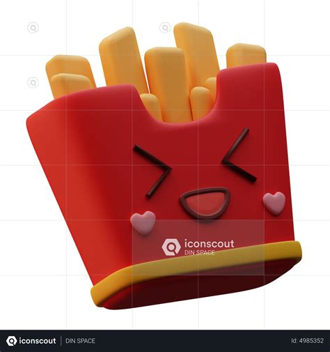 Premium French Fries Emoji Emoji 3D Icon download in PNG, OBJ or Blend ...