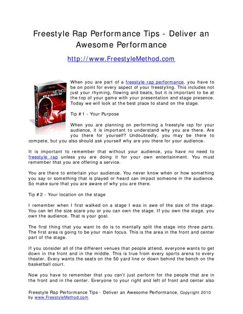 Freestyle Rap Performance Tips - Deliver an Awesome Performance by Mike ...