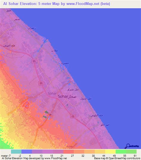 Elevation of Al Sohar,Oman Elevation Map, Topography, Contour