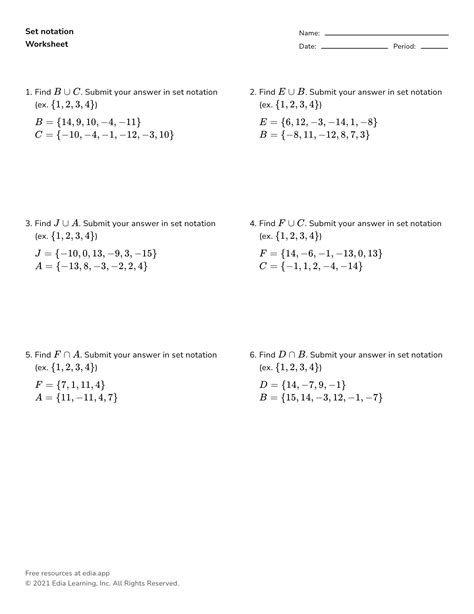 Straighten get together Steadily set notation worksheet Elaborate ...