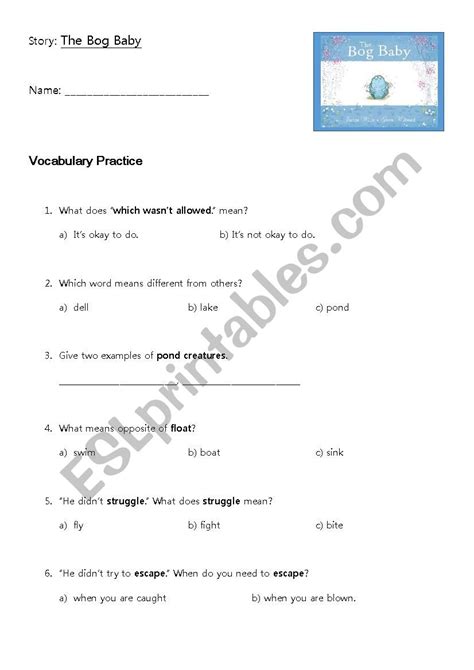 The Bog Baby - ESL worksheet by kenzn516