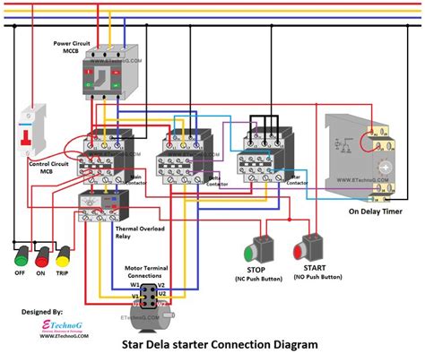 Star Delta Starter Connection Diagram and Wiring | Electrical circuit ...