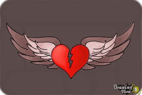 How to Draw a Broken Heart With Wings - Step 10 in 2021 | Heart with ...