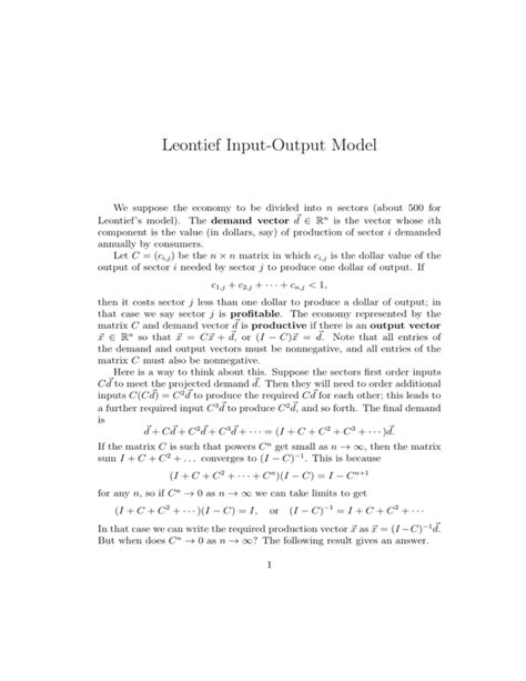 Leontief Input-Output Model