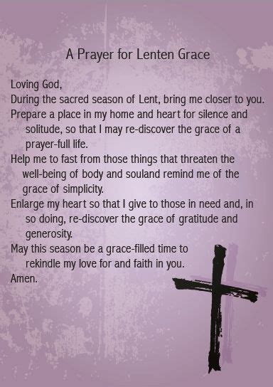 Download a Prayer for Lenten Grace and use it in your home or parish to ...