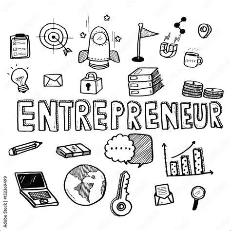 Hand draw business doodles entrepreneur on white background.Concept for ...