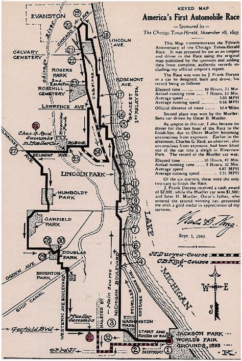 Map of the first Automobile Race in America, held in Chicago, 1895 : r ...