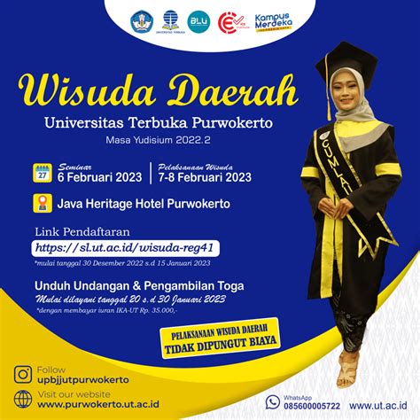 Pendaftaran Wisuda Daerah Masa Yudisium 2022.2 - UT Purwokerto