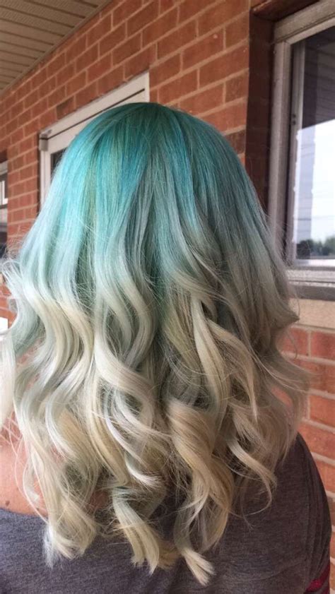 Seafoam green melted root hair color