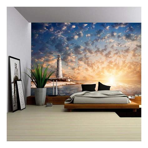 Wall26 Lighthouse and Beautiful Sunset - Removable Wall Mural | Self ...