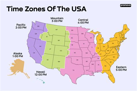 USA Time Zones And Related States