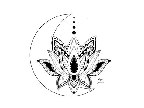 mandala lotus tattoo with a moon, procreate on ipad Design Lotus, Lotus ...