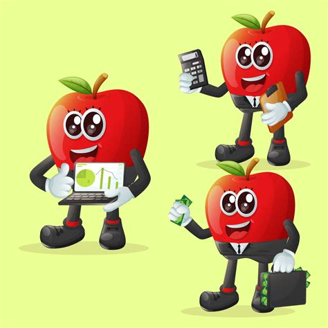 Cute apple characters in finance 23261048 Vector Art at Vecteezy