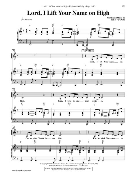 Lord I Lift Your Name On High Sheet Music PDF (Rick Founds) - PraiseCharts