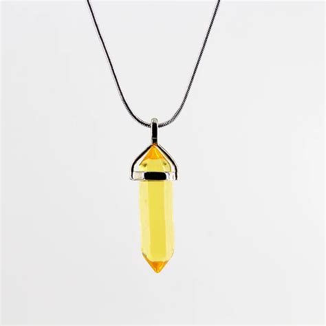 Natural Citrine Quartz Point Necklace Sterling Silver Wire yellow ...