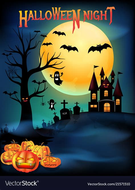 Happy halloween night party poster with copy space