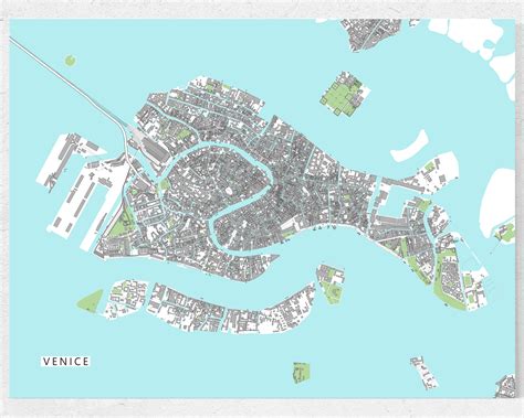 Venice Map Print and Map of Venice Italy Print for Venice Wall - Etsy