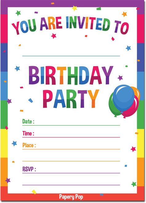 Buy Birthday Invitations with Envelopes (15 Pack) - Kids Birthday Party ...