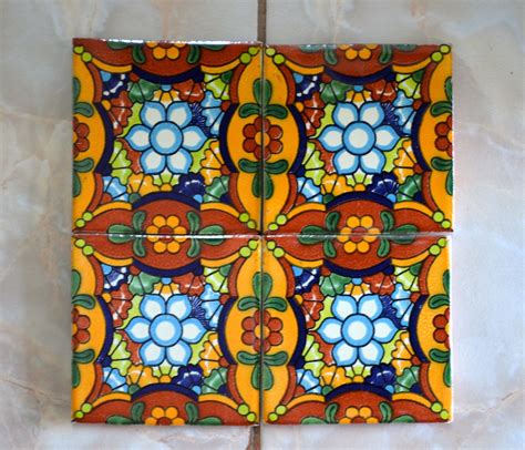 90 Mexican Talavera Tiles. Hand made-Hand painted 4 X