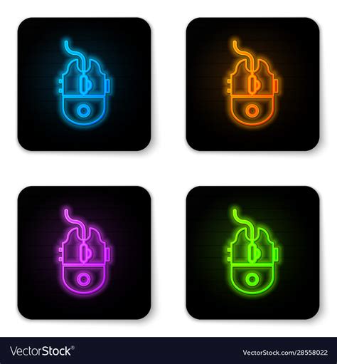 Glowing neon computer mouse gaming icon isolated Vector Image