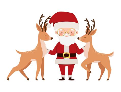 santa with reindeer 4429868 Vector Art at Vecteezy