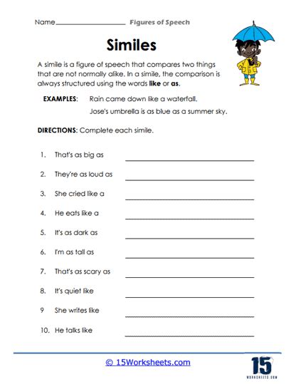 Figures of Speech Worksheets - 15 Worksheets.com