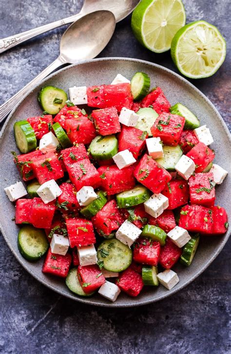 Watermelon Salad with Cucumber and Feta - Recipe Runner in 2020 ...