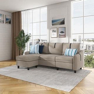 Sectional Sofa with Reversible Ottoman for Living Room - On Sale - Bed ...