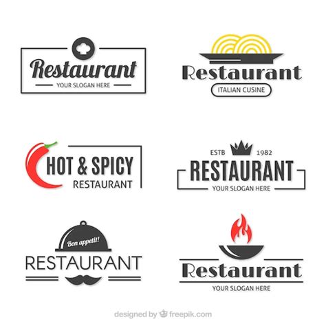 Premium Vector | Minimalist pack of restaurant logos