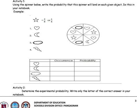 SOLVED: Activity: Using the spinner below, write the probability that ...