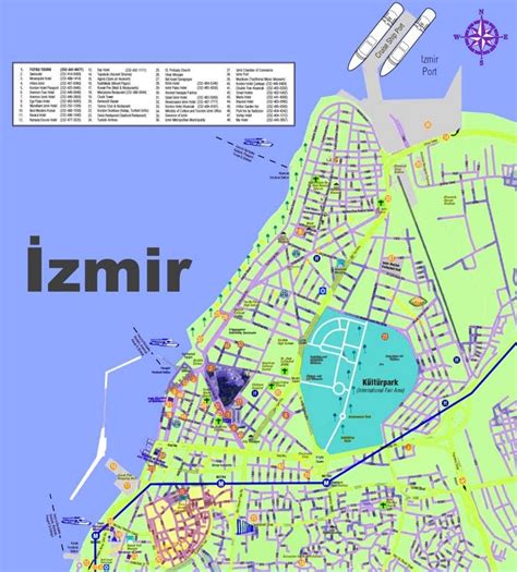 İzmir Hotels and Sightseeings Map