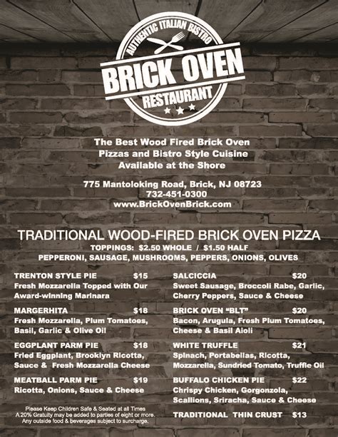 Menu – Brick Oven Restaurant