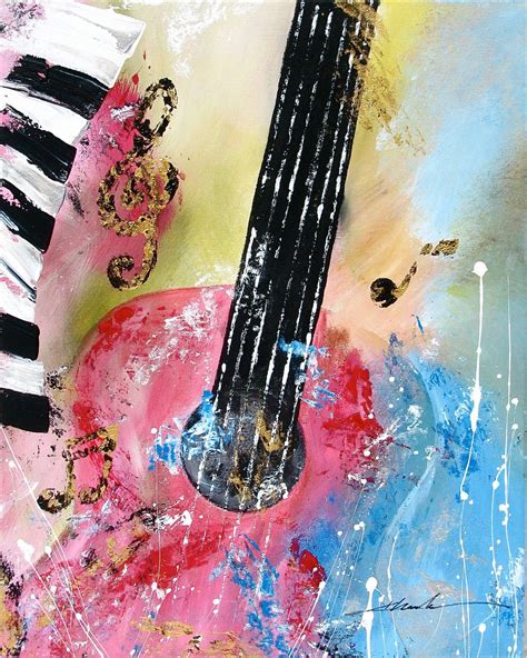 Original abstract art guitar music notes by Khanhha | Abstract painting ...