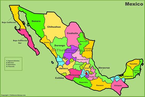 State map of Mexico - State map Mexico (Central America - Americas)