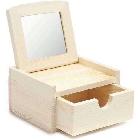 Unfinished Wooden Jewelry Box With Drawers - Memanage