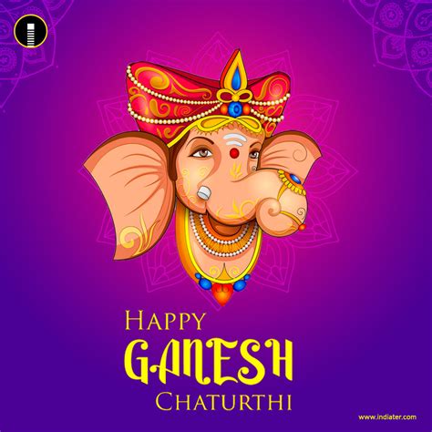 Free Happy Ganesh Chaturthi wishes Greetings Card PSD - Indiater