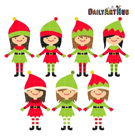 Christmas Cute Elves Clip Art Set – Daily Art Hub // Graphics ...