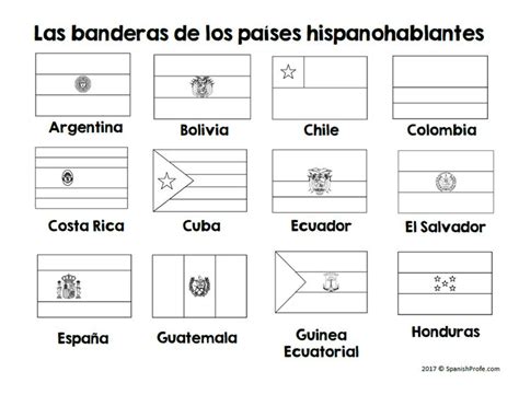 Printable Coloring Spanish Speaking Countries Flags Coloring Pages