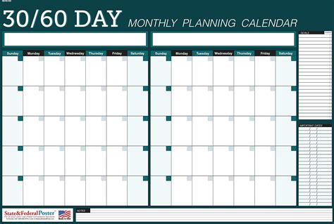 Buy Wall Planner, , Undated, Dry-Erase, 30/60 Days, (Teal) Laminated ...