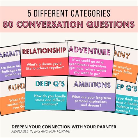 Couple Question Cards, Printable 80 Couple Conversation Cards ...