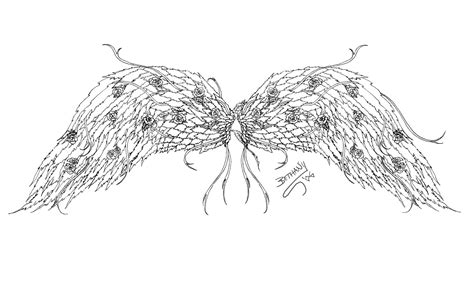 Gothic Wings - bw version by redLillith on DeviantArt