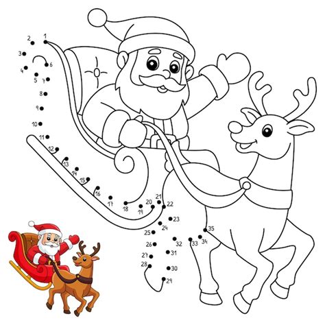 Premium Vector | Dot to dot christmas santa sleigh coloring page