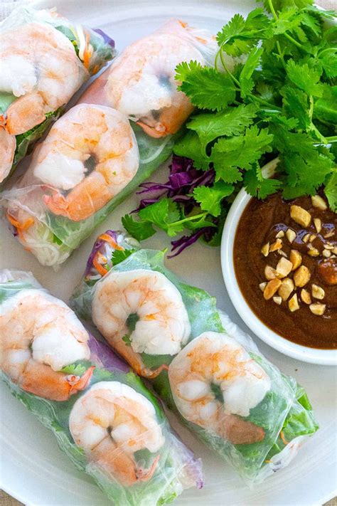 Shrimp Spring Rolls with Peanut Dipping Sauce | Recipe | Shrimp spring ...