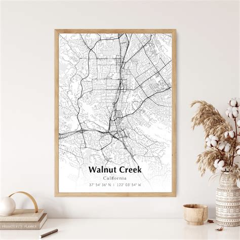 Map of Walnut Creek Digital File Modern City Map Walnut - Etsy