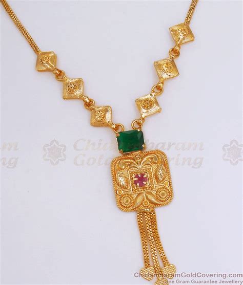 Light Weight 1 Gram Gold Necklace Emerald Collections NCKN2972