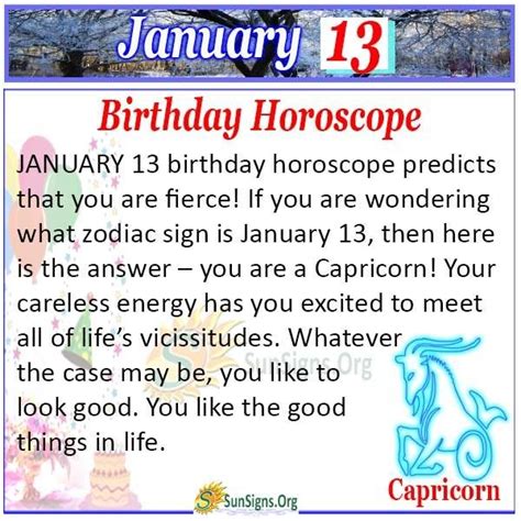 January 13 birthday horoscope | Birthday horoscope, Birthday ...